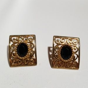 Vintage earrings with black stones